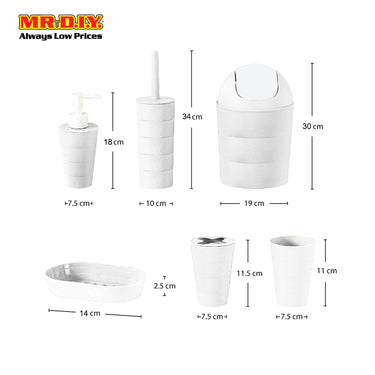 (MR.DIY) 6 in 1 Bathroom Toiletries Set White