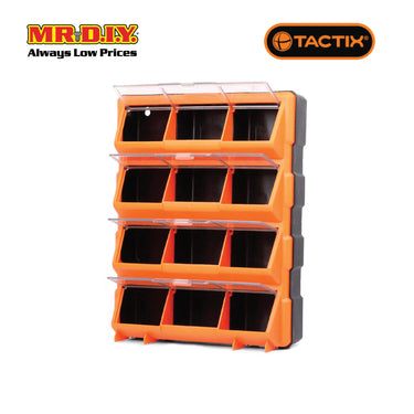 TACTIX 12-Compartment Storage Bin With Clear Cover