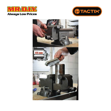 TACTIX Bench Vise With Swivel Base (90mm x 3-1/2 Inch)