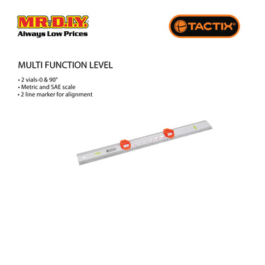 TACTIX Multi Function Aluminum Level (600mm x 23-1/2 Inch)
