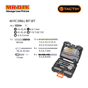 TACTIX Drill Bit Set (40 pieces)