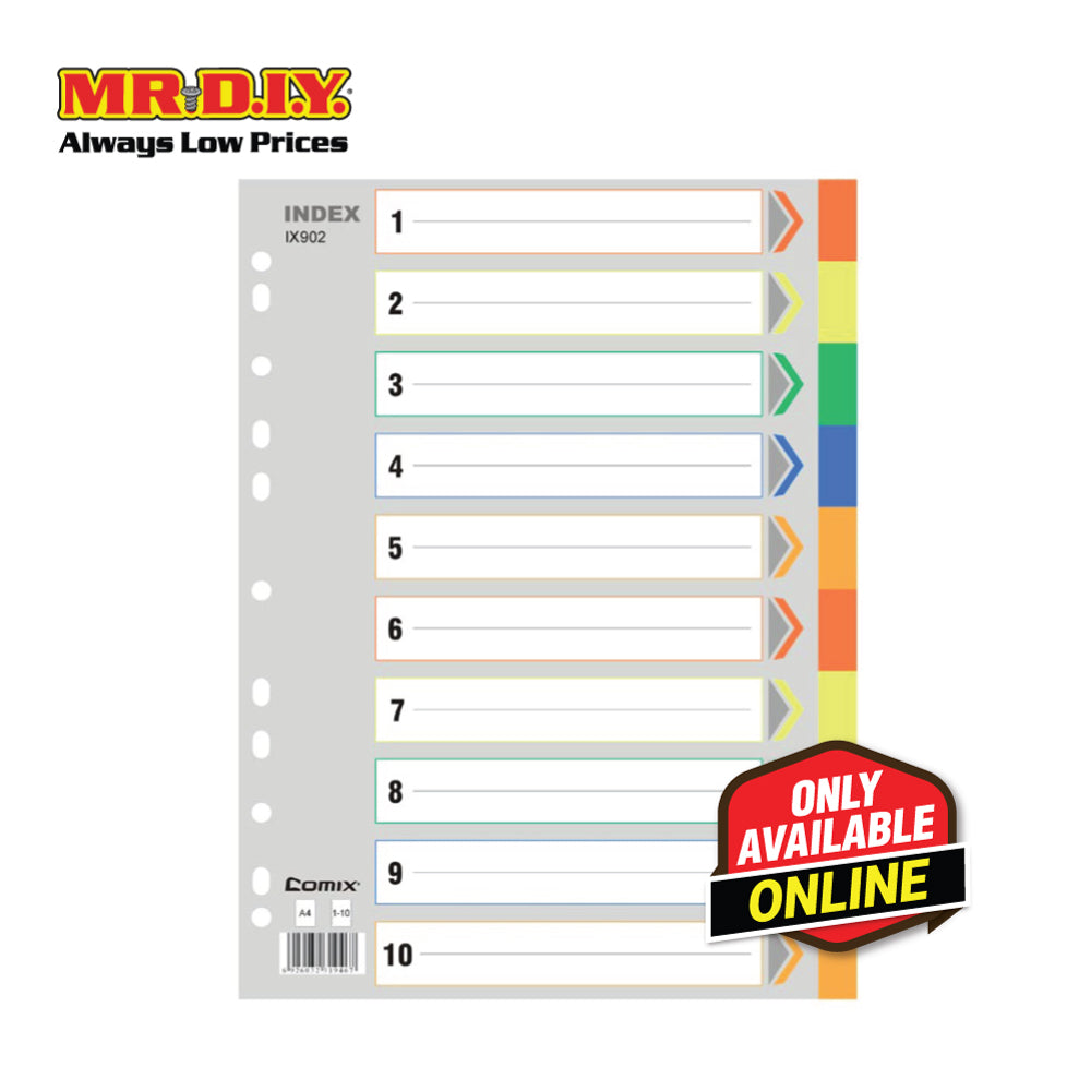 Paper File Mrdiy COMIX A4 Index Divider Paper (10 pieces) – MR. D.I.Y. ECOMMERCE (M) SDN BHD