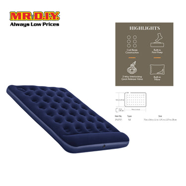 (MR.DIY) BESTWAY Camping Inflatable Air Bed Mattress with Built-in Foot Pump (1.91m x 1.37m x 28cm)