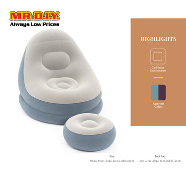 (MR.DIY) BESTWAY Comfort Inflatable Cruiser Lounger Chair with Foot Rest (1.12m x 1.00m x 0.86m)