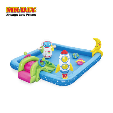 BESTWAY Little Astronaut Inflatable Rectangular Pool & Play Center (2.28m x 2.06m x 84cm)