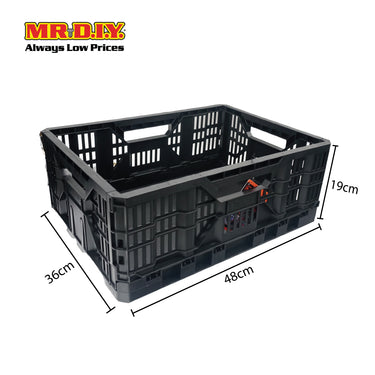 TACTIX Collapsible Knock Down Basket Crate Plastic Storage Organizer 320230 (25L) (49 x 19 x 36cm)