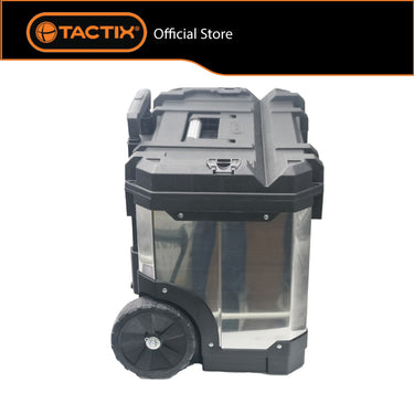 TACTIX Plastic Stainless Steel Rolling Tool Box Storage Organizer 1 Set With Wheels 321133