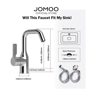 JOMOO Hot and Cold Basin Faucet Bathroom Faucet 32261 360° Swivel KEROX Ceramic  Valve Water Tap