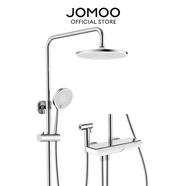 JOMOO Piano Bathroom Shower System 4 in 1 295MM Safety Temperature Control Automatic Descaling Spacious Storage Pressurized Shower Set Bathroom