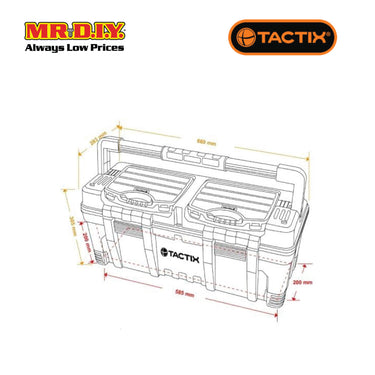 TACTIX Full Length Handle Tool Box with Organizer 66cm (26inch)