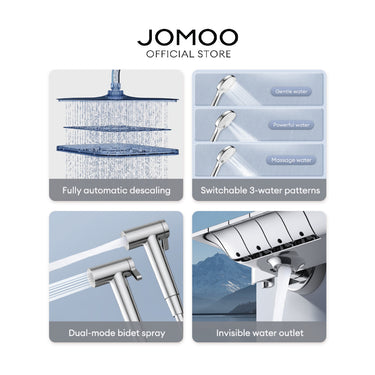 JOMOO Piano Bathroom Shower System 4 in 1 295MM Safety Temperature Control Automatic Descaling Spacious Storage Pressurized Shower Set Bathroom
