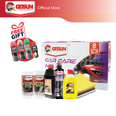 GETSUN Car Care No.2 All in 1 Kit – Car Wash, Cleaning & Detailing Maintenance Set for Interior & Exterior