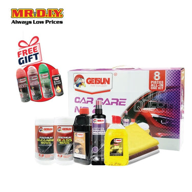 GETSUN Car Care No.2 All in 1 Kit – Car Wash, Cleaning & Detailing Maintenance Set for Interior & Exterior
