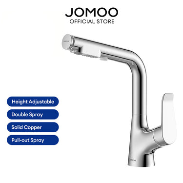 JOMOO 360 Degree Swivel Pull-out 2 Sprays Basin Mixer Tap Bathroom Faucets 32394-649/1B-Z