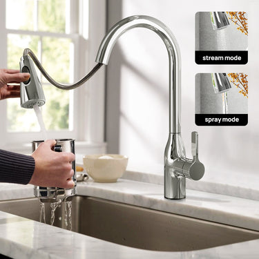 JOMOO Kitchen Faucet Pull-out 2-Jet 33138 Extend 40CM Anti-fingerprint 360° Swivel Multi Angle Cleaning Kitchen Water Tap