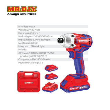 EMTOP Lithium-Ion Impact Driver ECDLIR2017-3