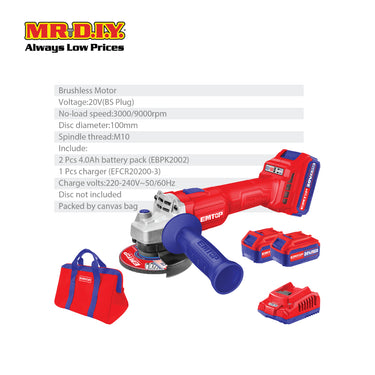 EMTOP Lithium-Ion Angle Grinder ELAG201072-3