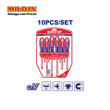 EMTOP 10-Piece Screwdriver and Precision Screwdriver Set - ESST1002 (10pcs)