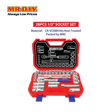 EMTOP 28 Pcs 1/2″ socket set  - ESKT12281