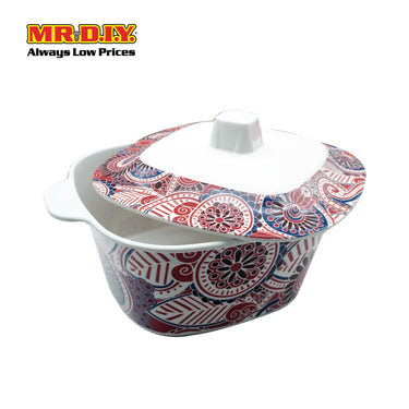 (MR.DIY) Square Lid Bowl Paisley Design (21cm)