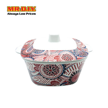 (MR.DIY) Square Lid Bowl Paisley Design (21cm)