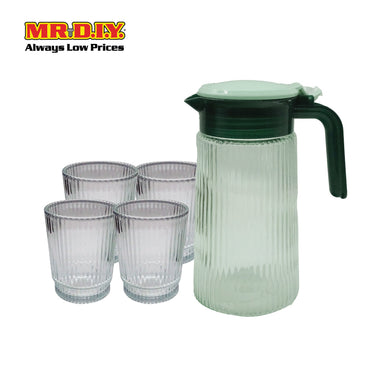 (MR.DIY) Glass Jug with Cups Set (5 in 1)