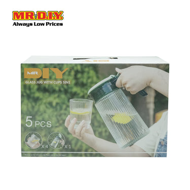(MR.DIY) Glass Jug with Cups Set (5 in 1)