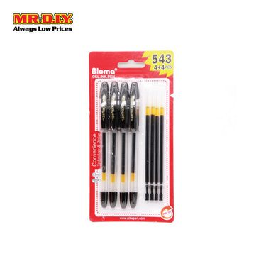 (MR.DIY) Bloma Black Gel Ink Pen 0.5mm (4+4 pcs)