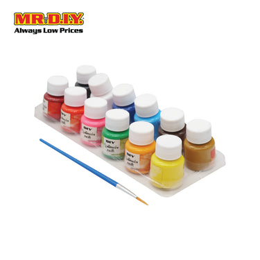 (MR.DIY) 12 Color Bright Non-Fade Watercolor & Paintbrush Set (25 ml)