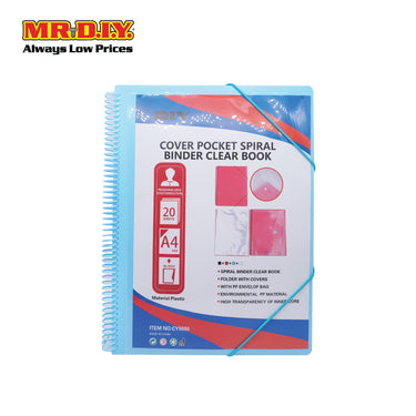 (MR.DIY) Cover 20 Pocket Spiral Binder Clear Book Display File