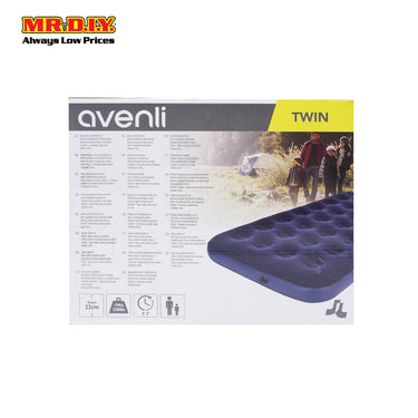 (MR.DIY) AVENLI Twin Flocked Inflatable Indoor Outdoor Air Bed (191cm x 99cm x 22cm)