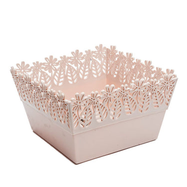 QI YUE Multipurpose Plastic Basket Floral Decor Organizer (18 x 17cm)
