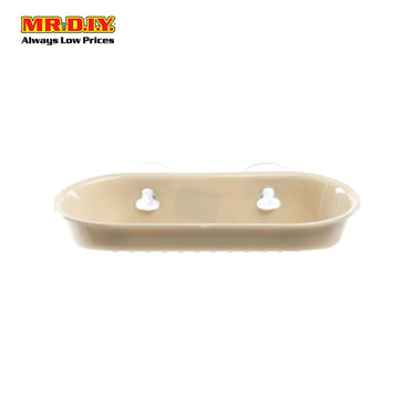 Two Suction Cups Bathroom Oval Soap Holder Beige