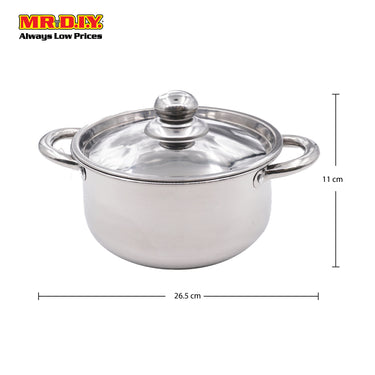 (MR.DIY) Stainless Steel Casserole Pot with Lid (18cm)