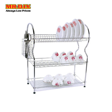 (MR.DIY) Stainless-Steel 3-Layer Tier Dish Drainer Rack