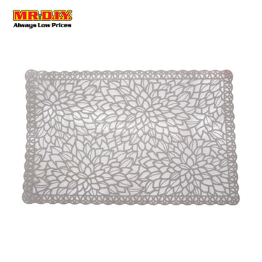 (MR.DIY) Rectangular Leaves Design Placemat 35649-1 Grey