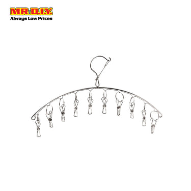 (MR.DIY) Curved 10 Clips Stainless Steel Drying Hanger (9cm)