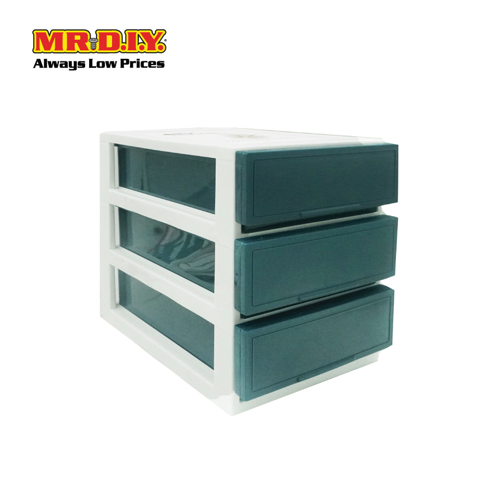 (MR.DIY) Plastic Storage Drawer Rack Desk Organizer 3 Tier (25.5 x 18 ...