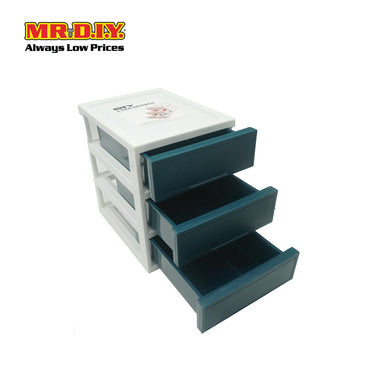 (MR.DIY) Plastic Storage Drawer Rack Desk Organizer 3 Tier (25.5 x 18 x 24cm)