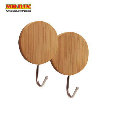 (MR.DIY) Adhesive Round Wooden Hook (1pc)