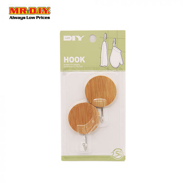 (MR.DIY) Adhesive Round Wooden Hook (1pc)