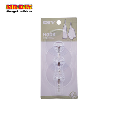 (MR.DIY) Transparent Design Hook (3pcs)
