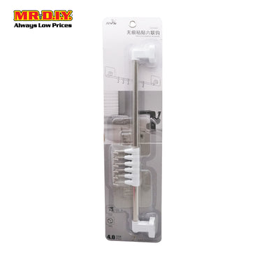 Adhesive Bar with Six Hooks