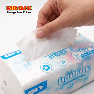 (MR.DIY) 2 Ply Facial Tissue (180 Sheets)