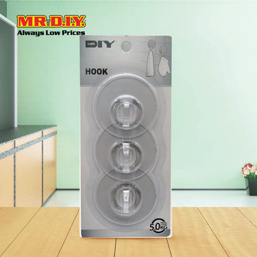 (MR.DIY) Round Adhesive Hooks - 3pcs