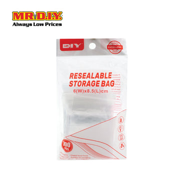 (MR.DIY) Resealable Storage Bag (100 pieces)(6x8.5cm)