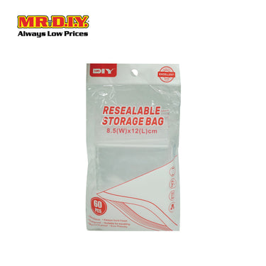 (MR.DIY) Resealable Storage Bag 60pcs (L12cm x 8.5cm)