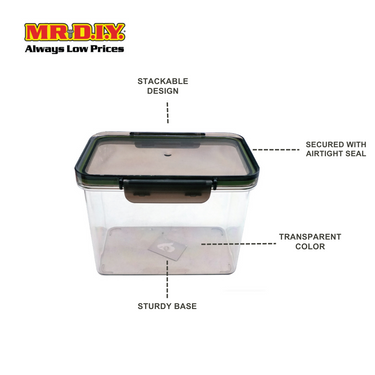 (MR.DIY) Durable Food Container Airtight Silicone Seal Stackable Storage (1.8L)