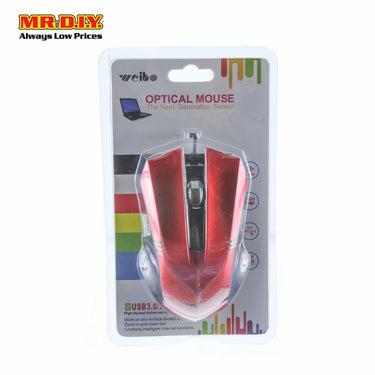 WEIBO Red Colour Gaming Optical Mouse