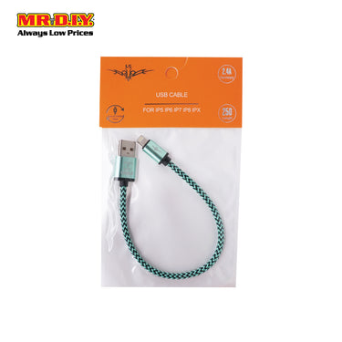 LS Fashion Braided IOS USB 2.4A Fast Charge and Data Cable LS-X005 (25cm)